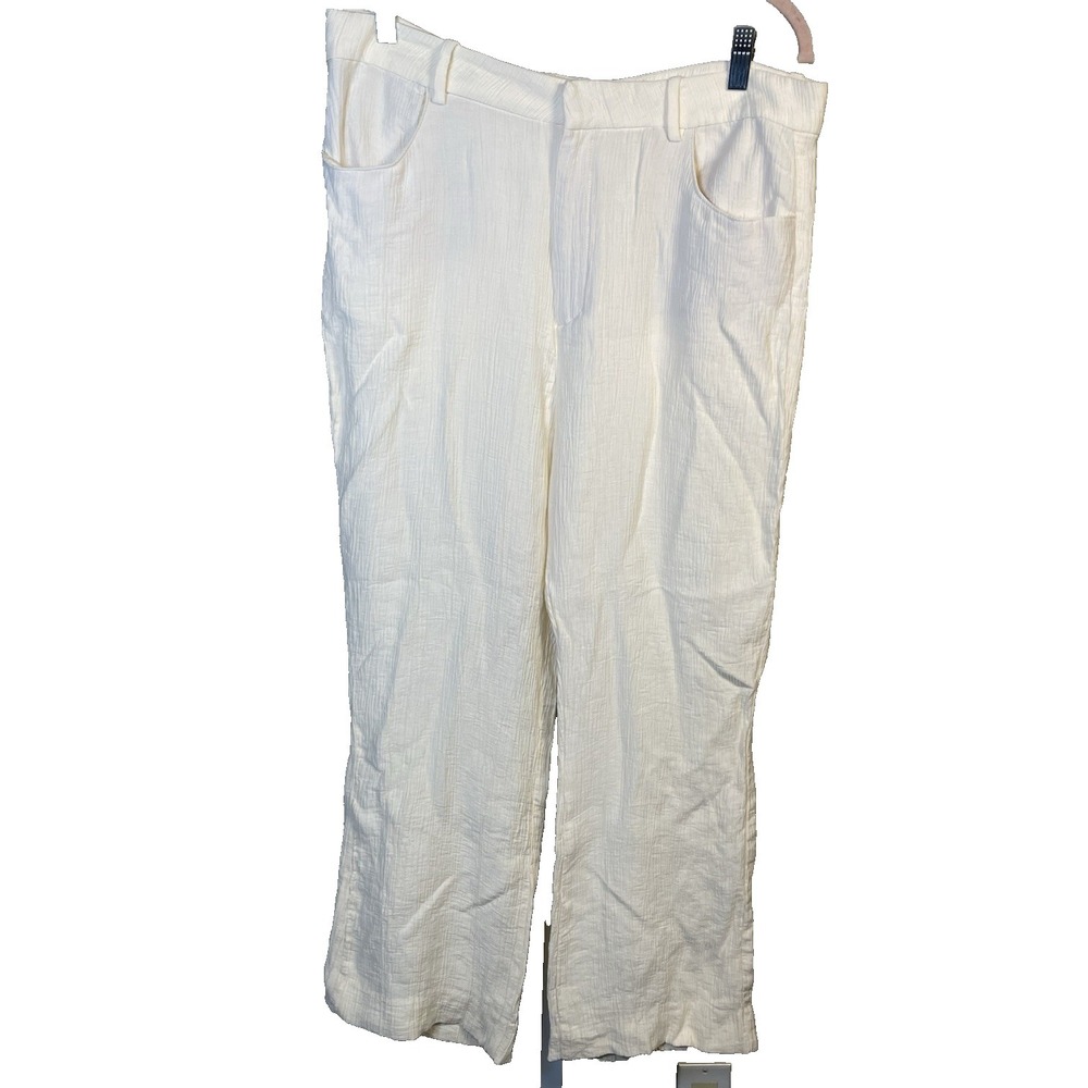 Zara Pants Women's XL Ivory White Textured Career Office Business Casual Dressy